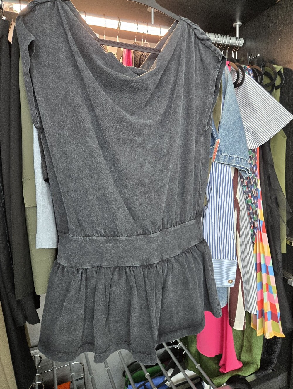 FP Movement by Free People Washed Black Peplum Jumpsuit